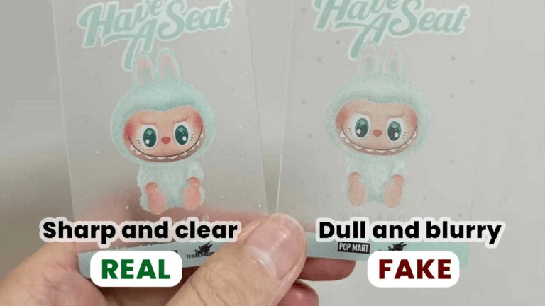 Labubu identity cards: real vs. fake comparison