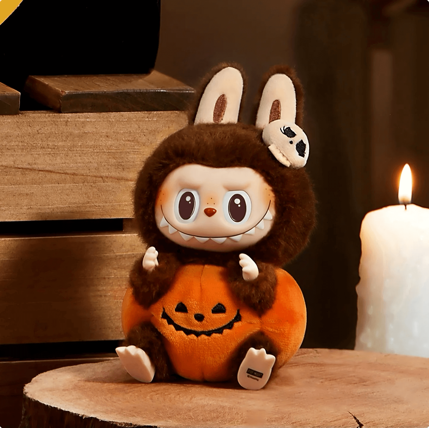 A display of seasonal Labubu products with Halloween and holiday themes