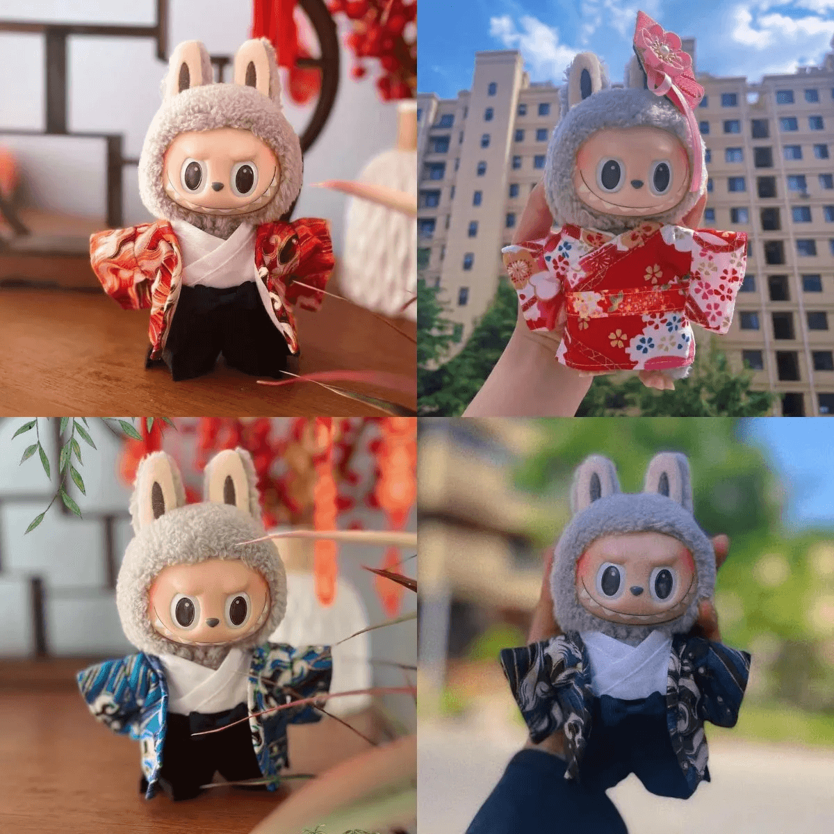 K-pop idols showcasing different Labubu styling approaches and colorLabubu