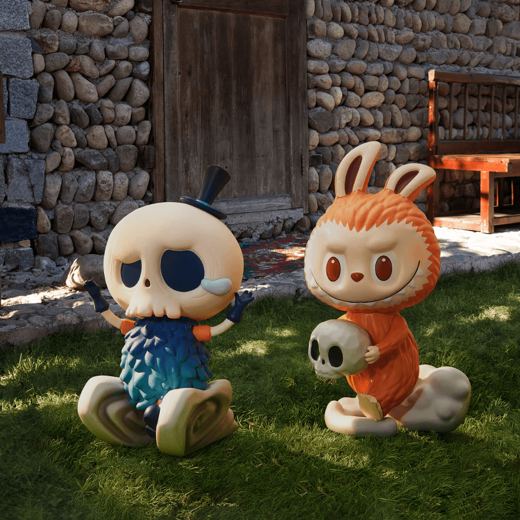 A Pop Mart promotional poster featuring Labubu and Tycoco